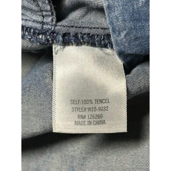 Blue Rain Chambray Romper Size Small Tencel Fabric Sleeveless Ruffles - Picture 6 of 7